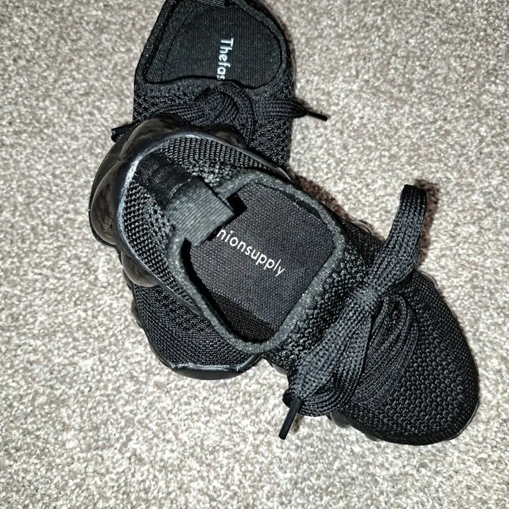 Kids Black Knit Style Sneakers. Slip On, Brand New